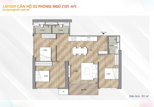 Căn hộ 3PN có diện tích là 101m2