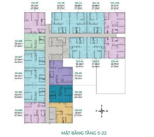 Mặt bằng tầng 5 - 25 Chung cư Areca Garden Bắc Giang