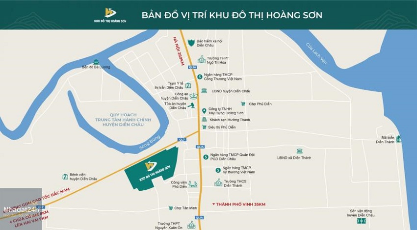 Vị trí Khu đô thị Hoàng Sơn Diễn Châu - Nghệ An