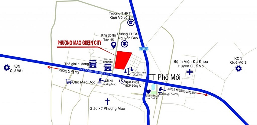 Vị trí dự án Phượng Mao Green City Quế Võ