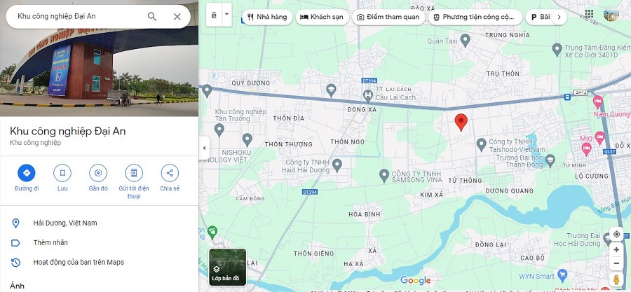 Khu công nghiệp Đại An nằm gần trung tâm TP Hải Dương